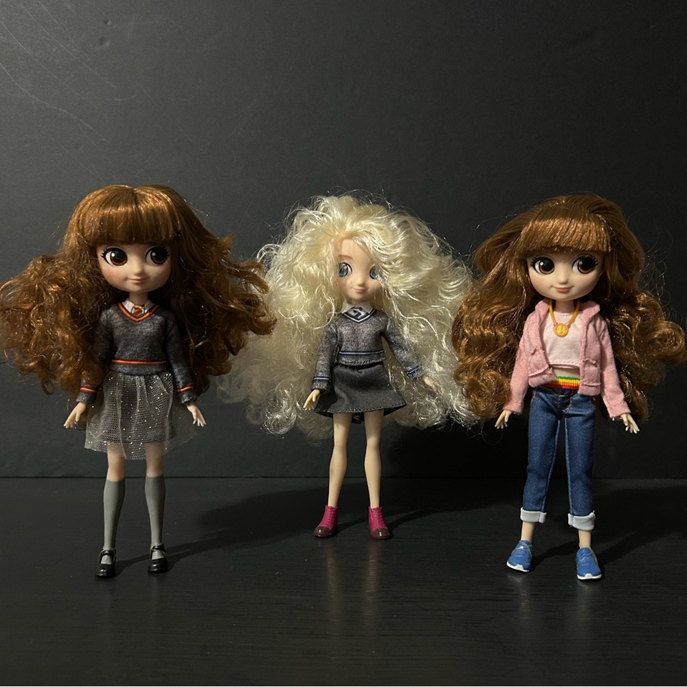 Wizardly World Harry Potter Luna Lovegood and 2 Hermione Dolls, 8 Inch Each